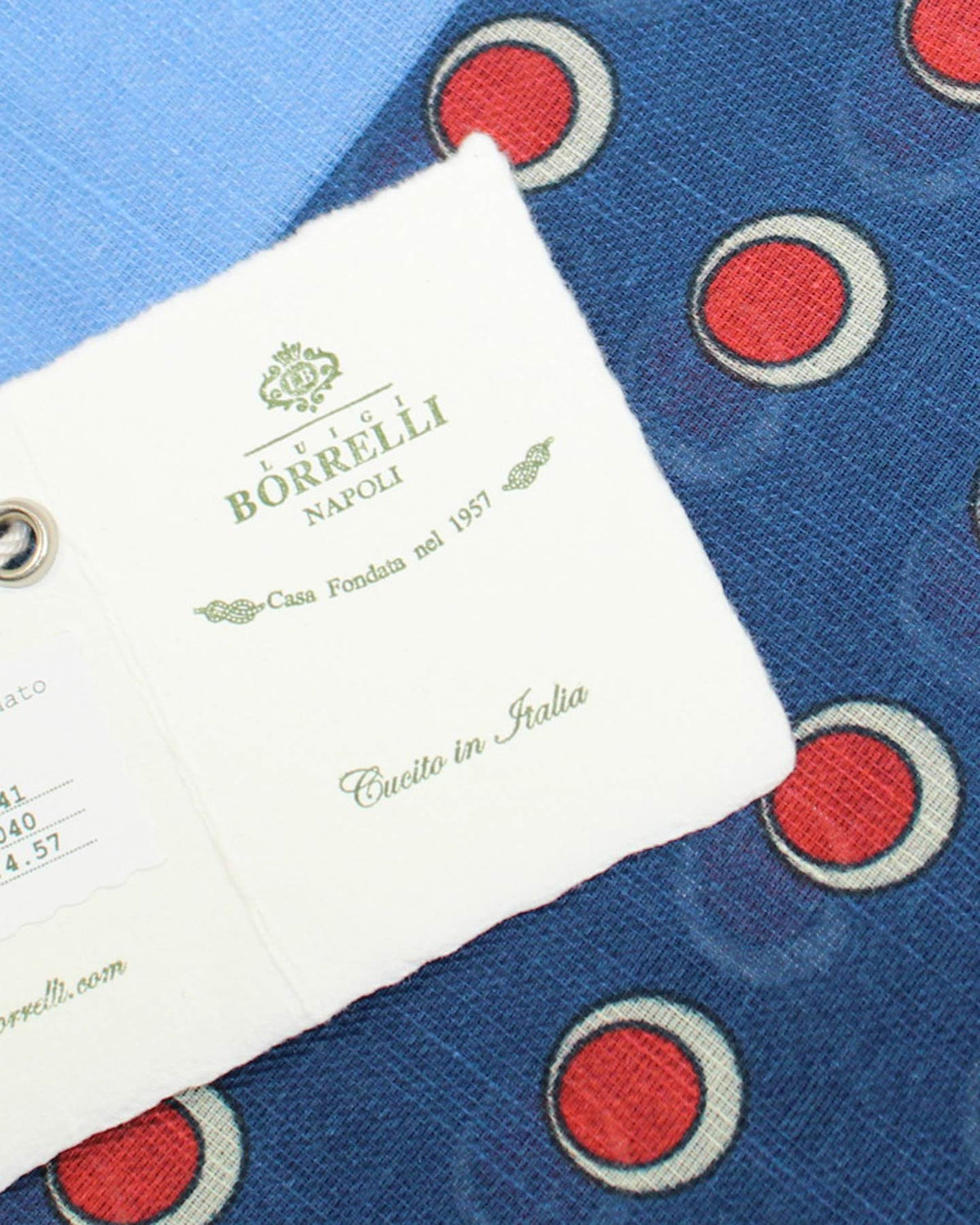 Luigi Borrelli Small Scarf Navy Red Blue Dots SALE