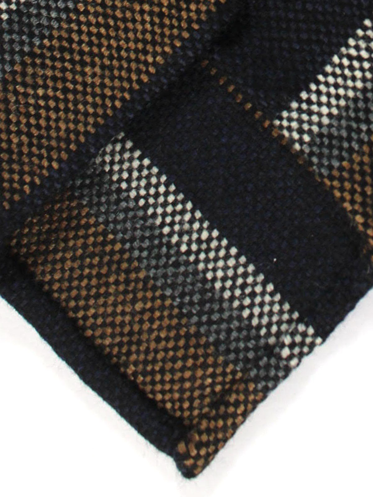 Borrelli Necktie - Unlined Gray Brown Navy Striped Design