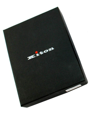 Kiton Men Wallet Black Grain Leather - Bifold With Money Clip SALE