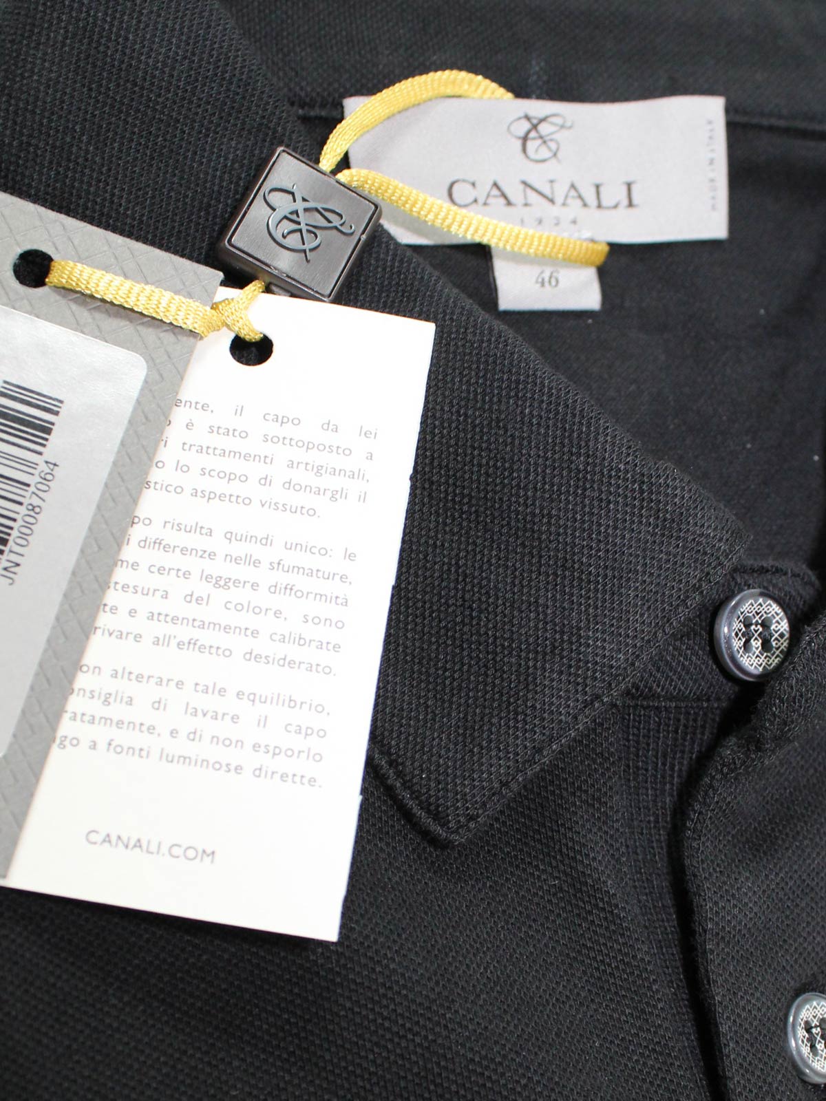 Canali Polo Shirt Black - Short Sleeve Polo Shirt 46 / XS SALE