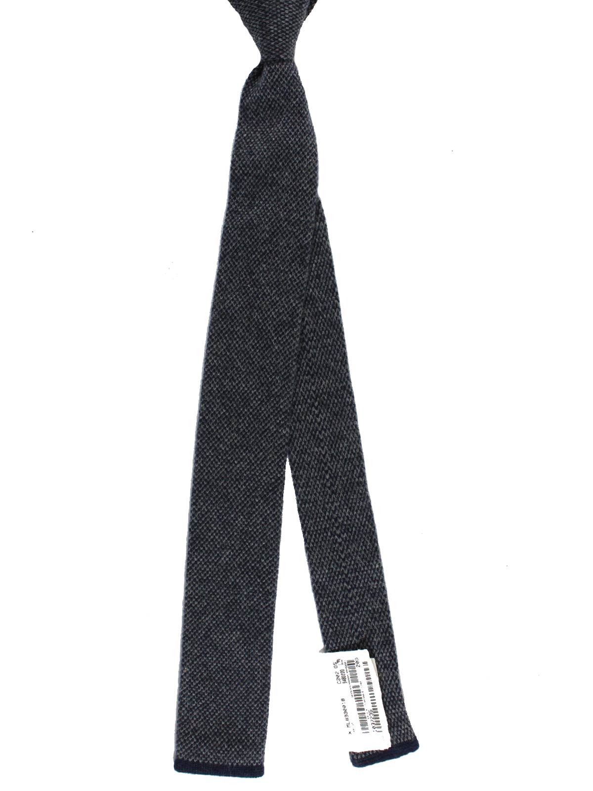 Brunello Cucinelli Cashmere Square End Knitted Tie Charcoal Gray