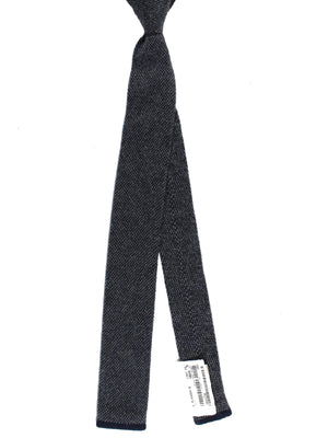 Brunello Cucinelli Cashmere Square End Knitted Tie Charcoal Gray