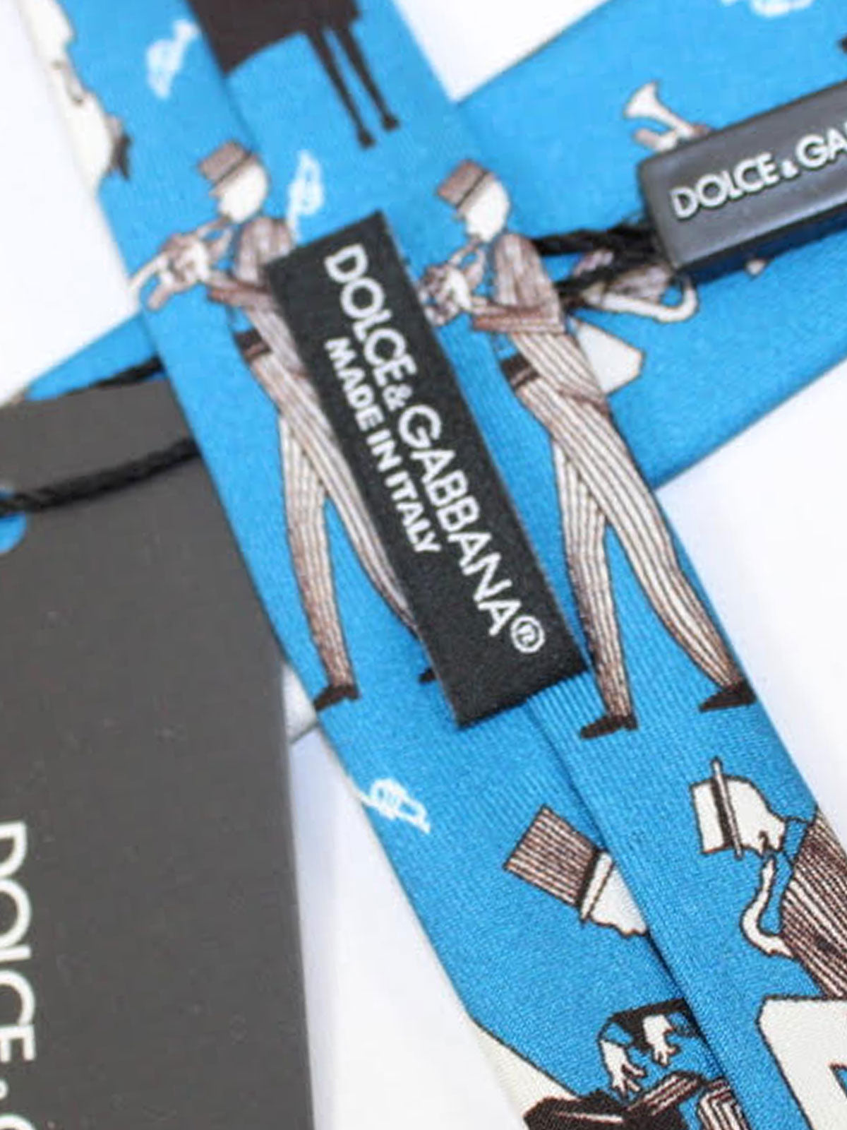 Dolce & Gabbana Skinny Tie Blue Musicians
