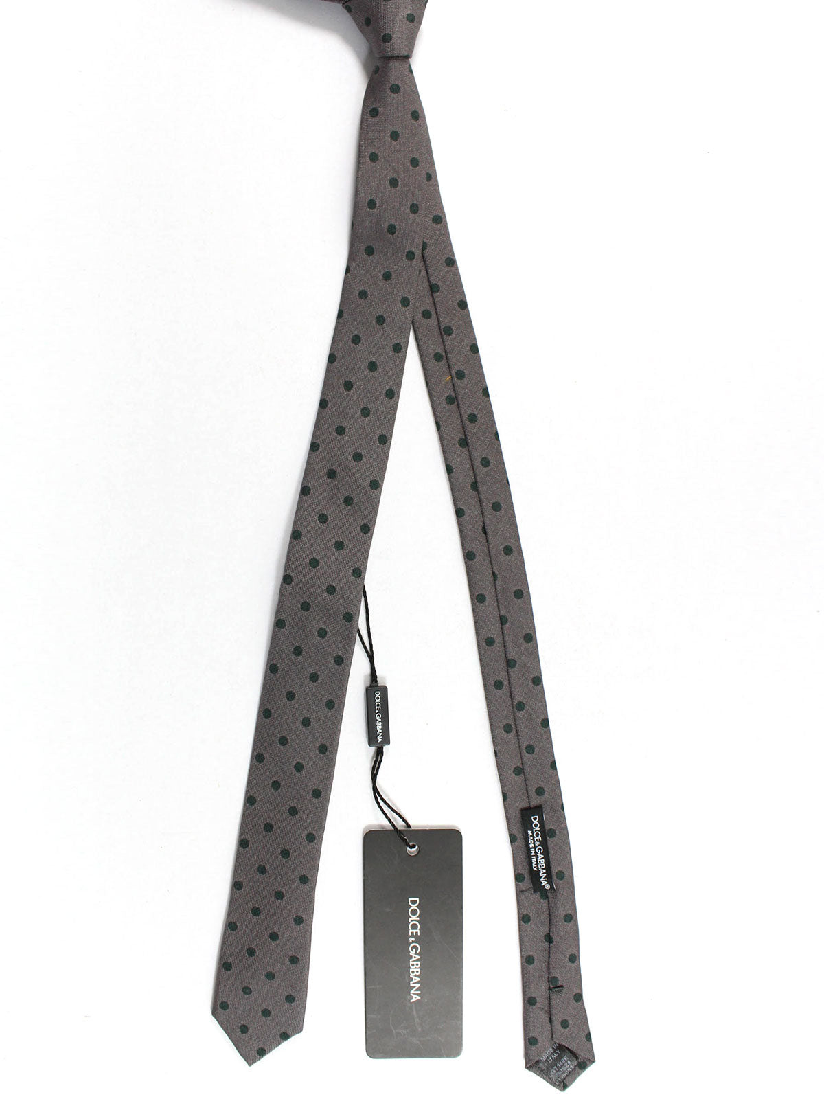 Dolce & Gabbana Skinny Tie Gray Polka Dots
