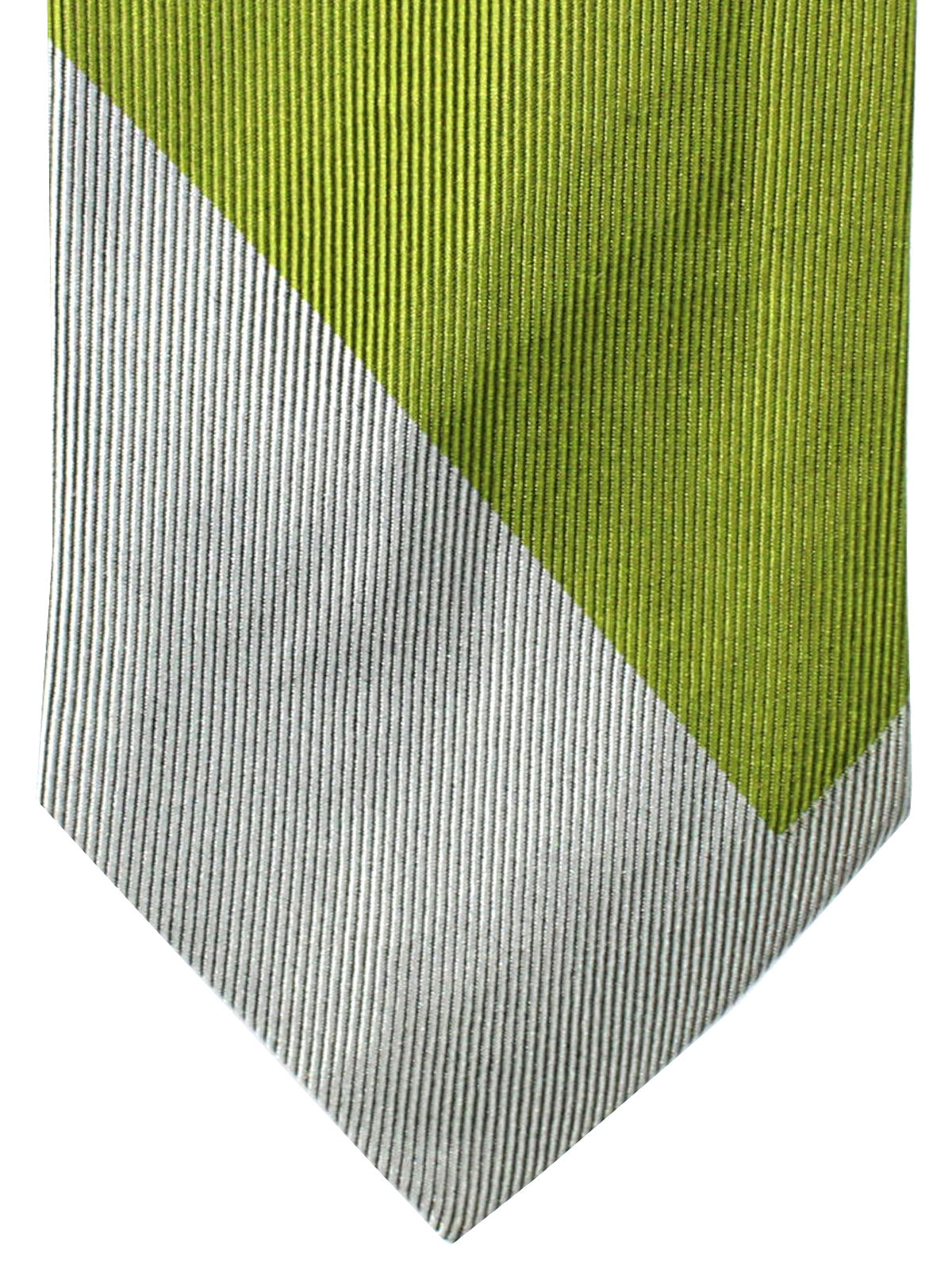 Gene Meyer Silk Tie Blue Gray Olive Geometric Stripes Design