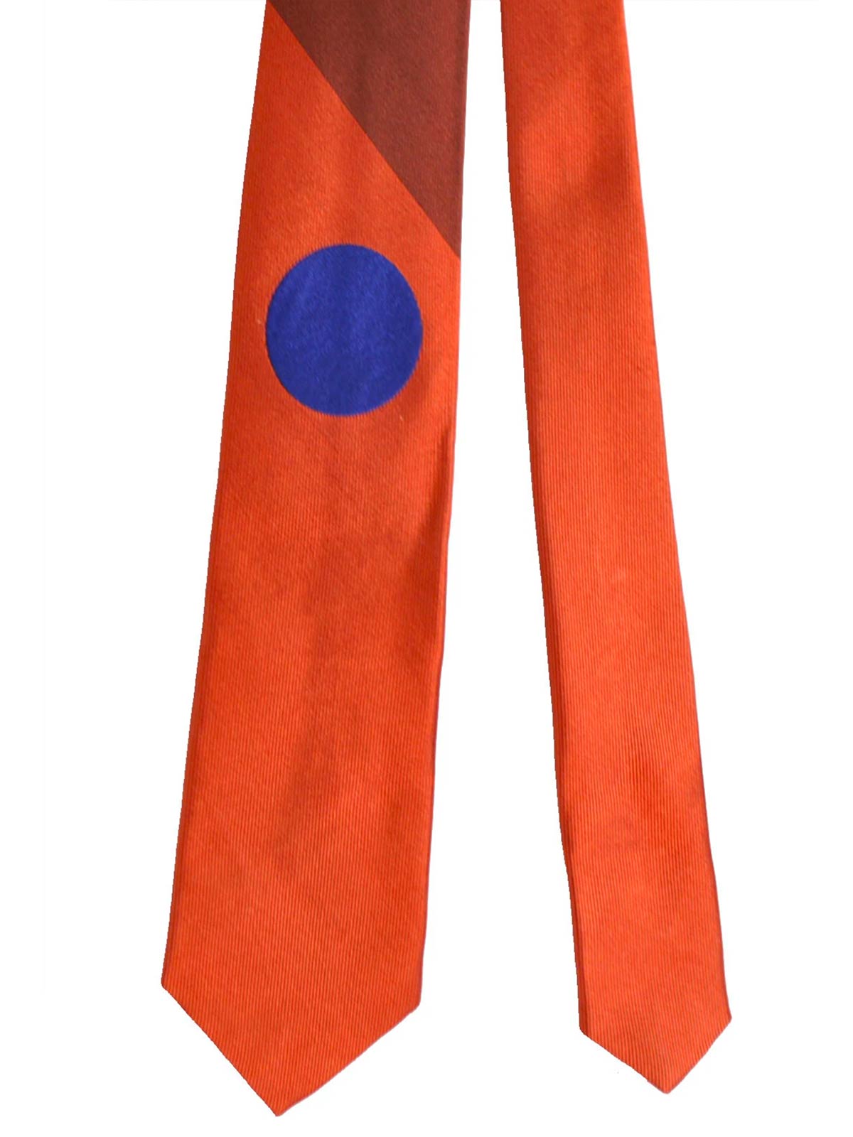 Gene Meyer Silk Tie Orange Maroon Navy Gray Dots SALE