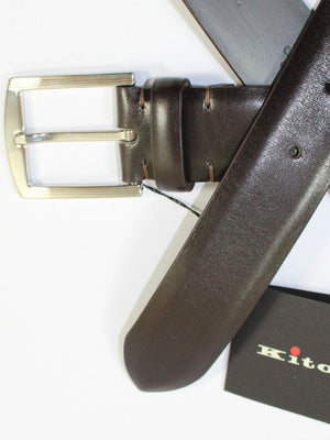 Kiton Belt Dark Brown Smooth Leather 100 / 40 SALE
