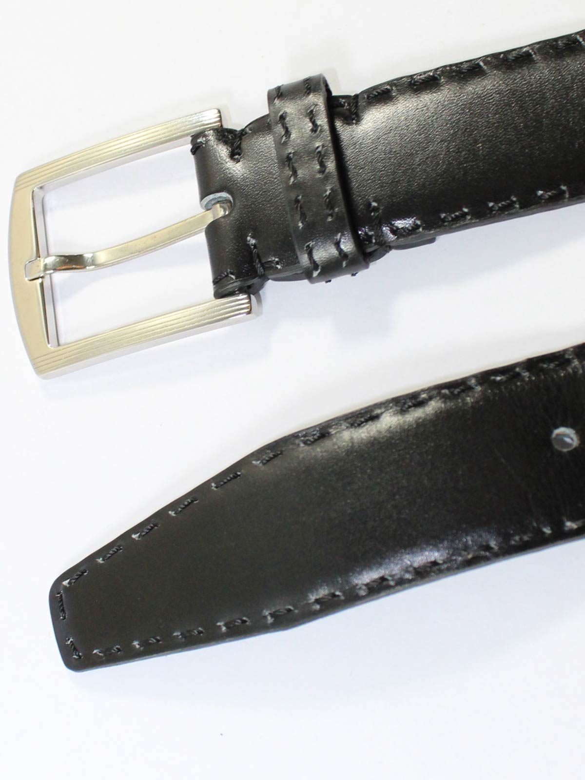 Kiton Belt Solid Black Leather Men Belt 85 / 34 SALE