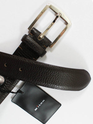 Kiton Belt Dark Brown Leather Men Belt 105 / 42 SALE