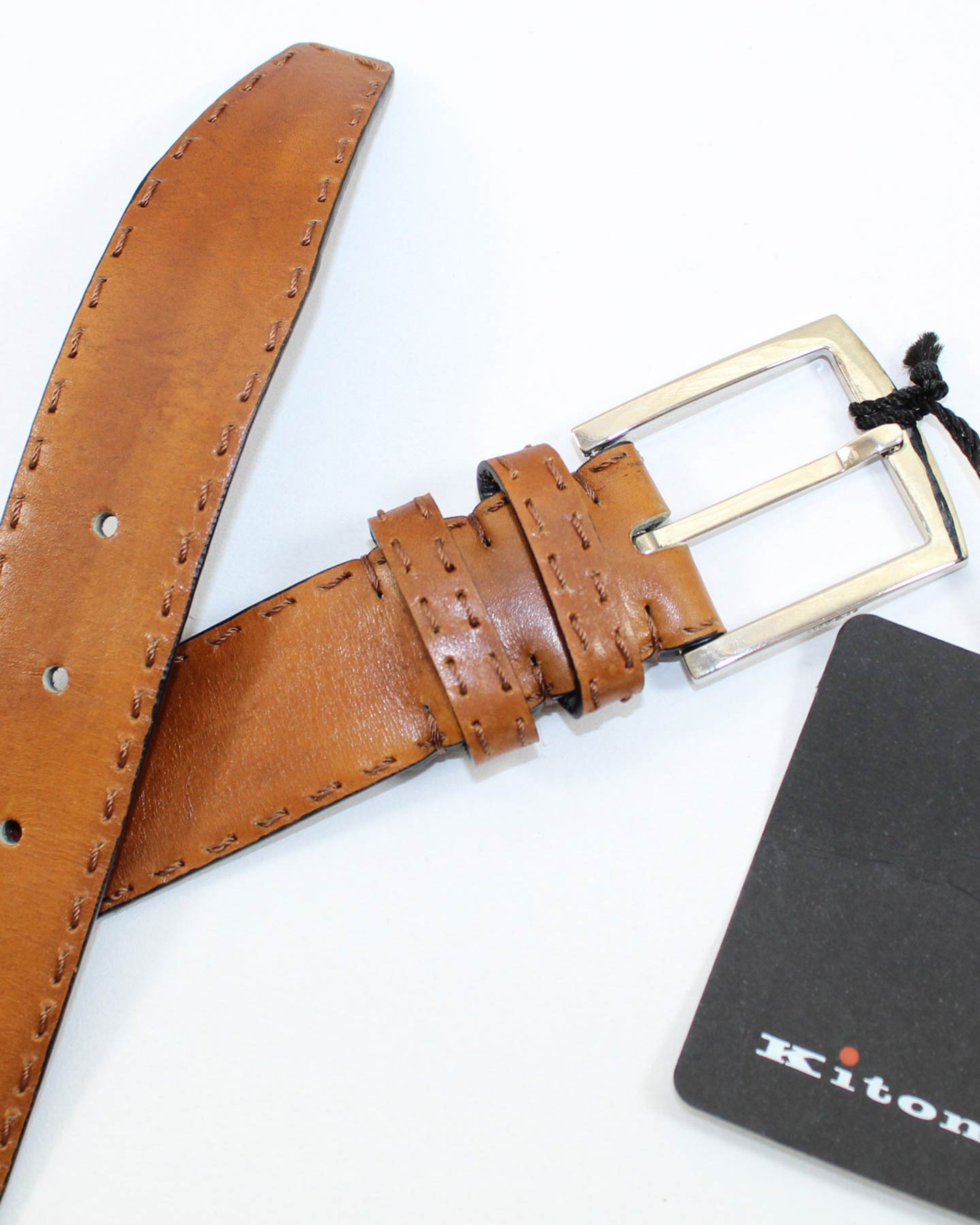 Kiton Leather Belt Cognac Men Belt 85 / 34 SALE