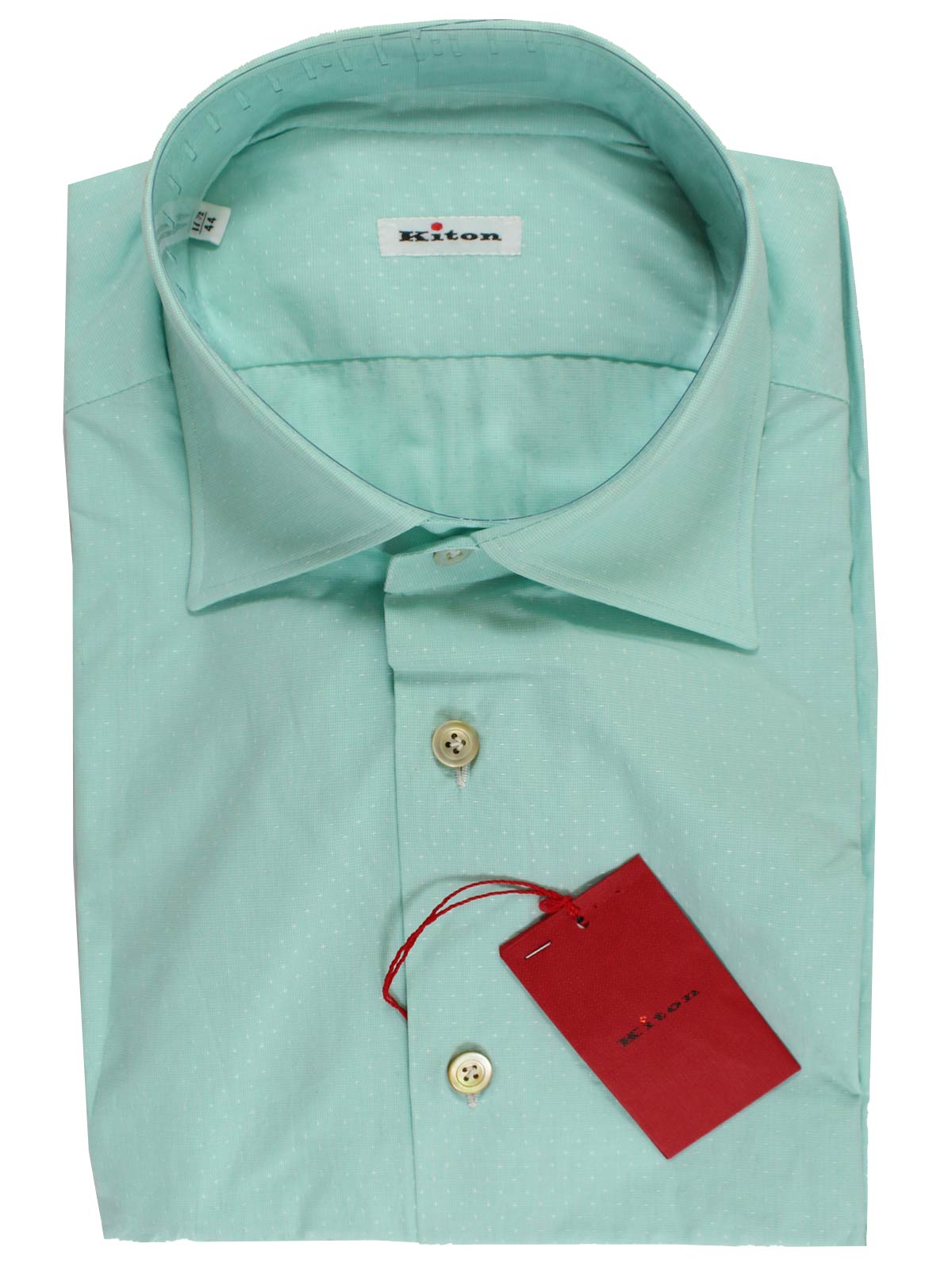 Kiton Short Sleeve Shirt Mint Green 40 - 15 3/4 REDUCED - SALE