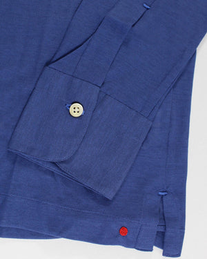 Kiton Band Collar Shirt Dark Blue New