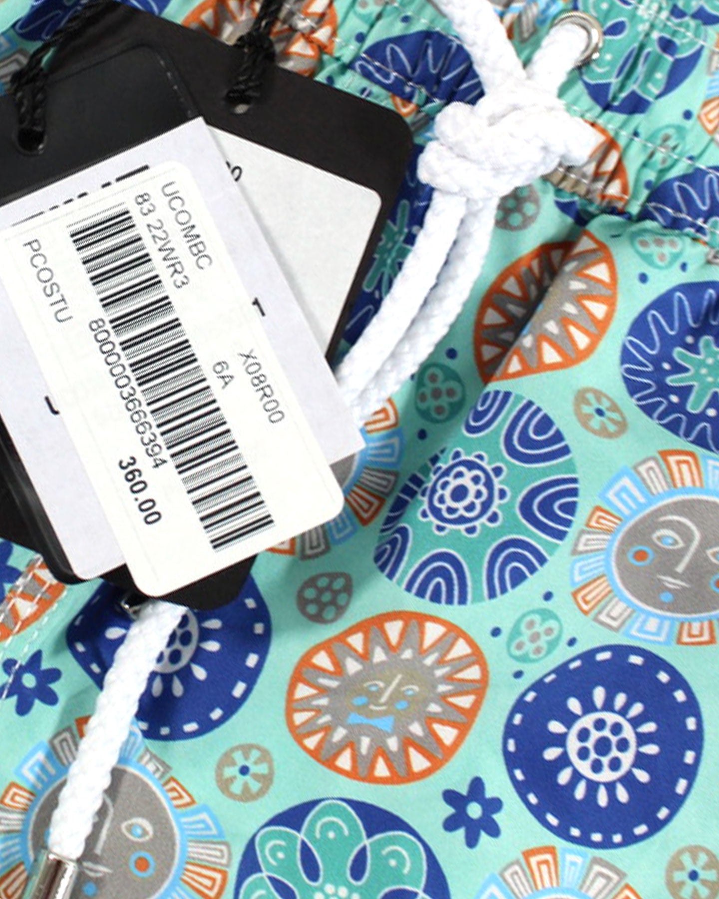 Kiton Youth Swim Shorts 6 Aqua Navy Orange Medallions