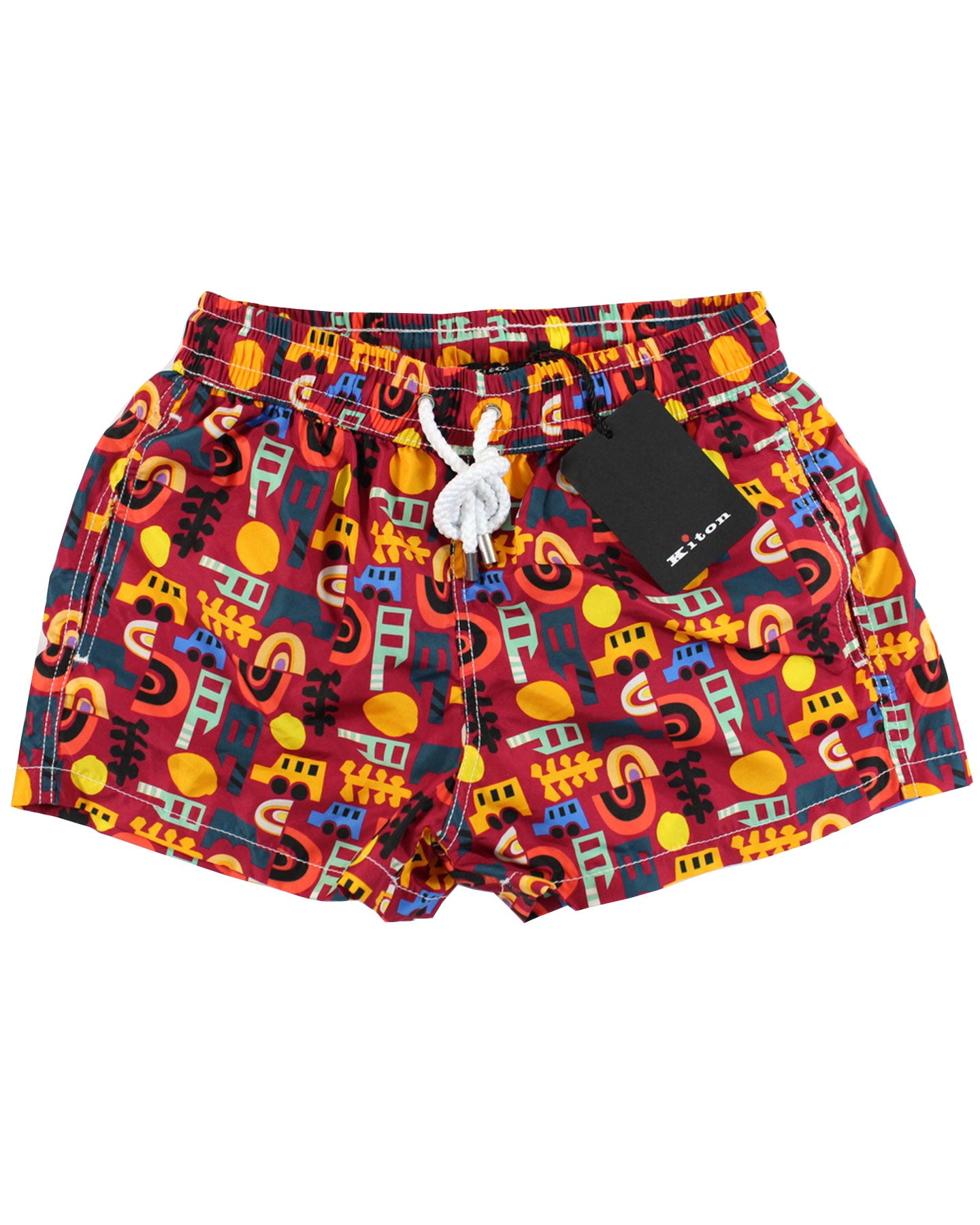 Kiton Youth Swim Shorts 10 Maroon Multi Colored Novelty