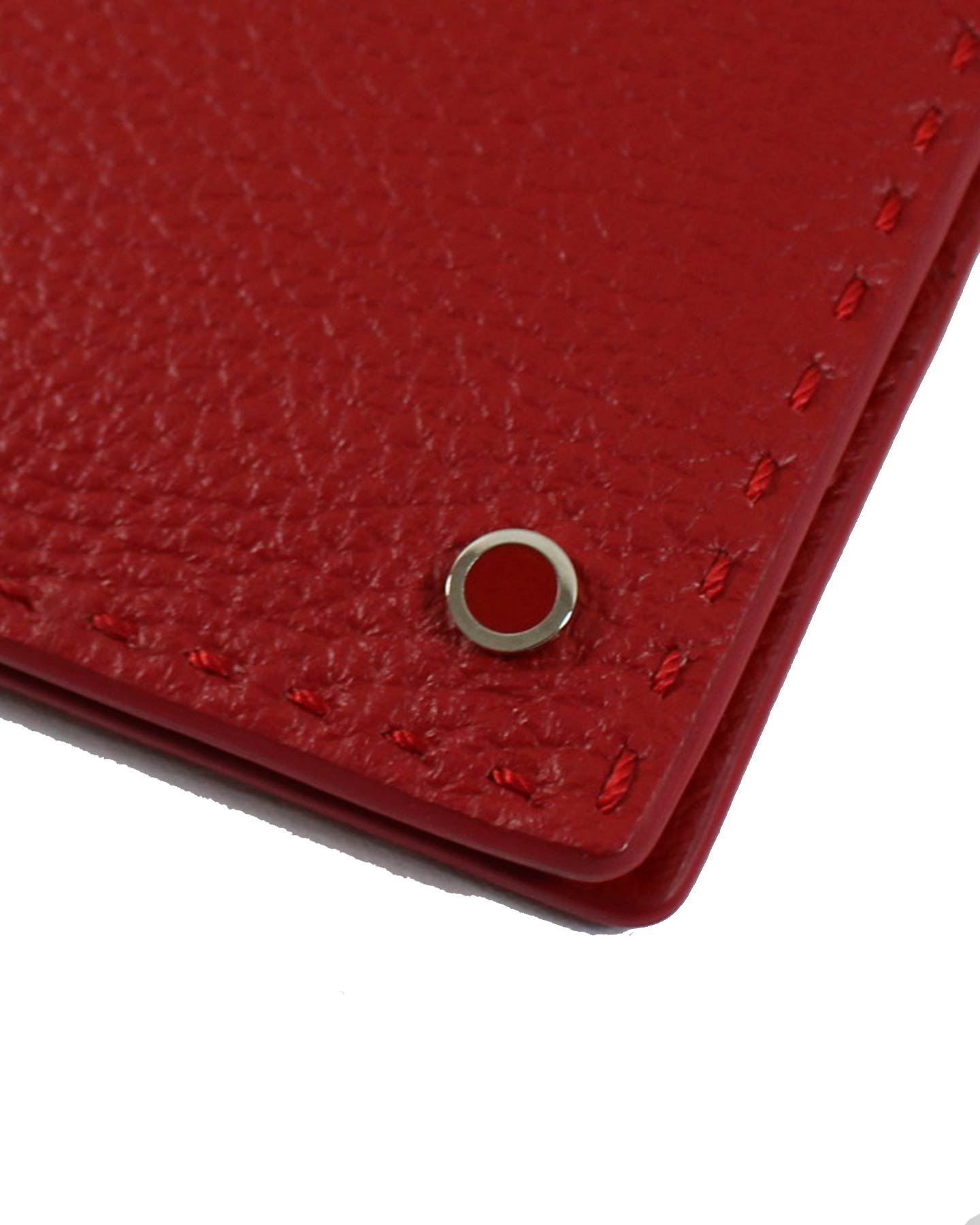 Kiton Wallet Red Grain Leather New