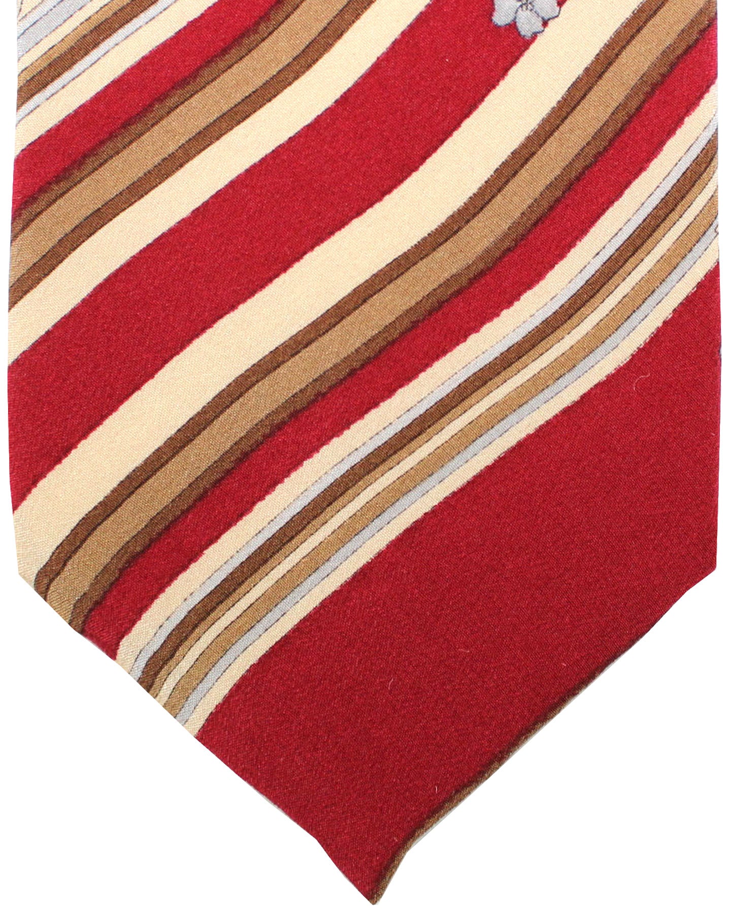 Leonard Tie Maroon Brown Floral Stripes - Vintage Collection