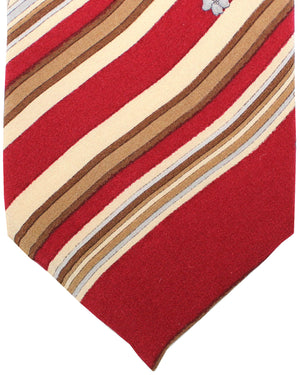 Leonard Tie Maroon Brown Floral Stripes - Vintage Collection
