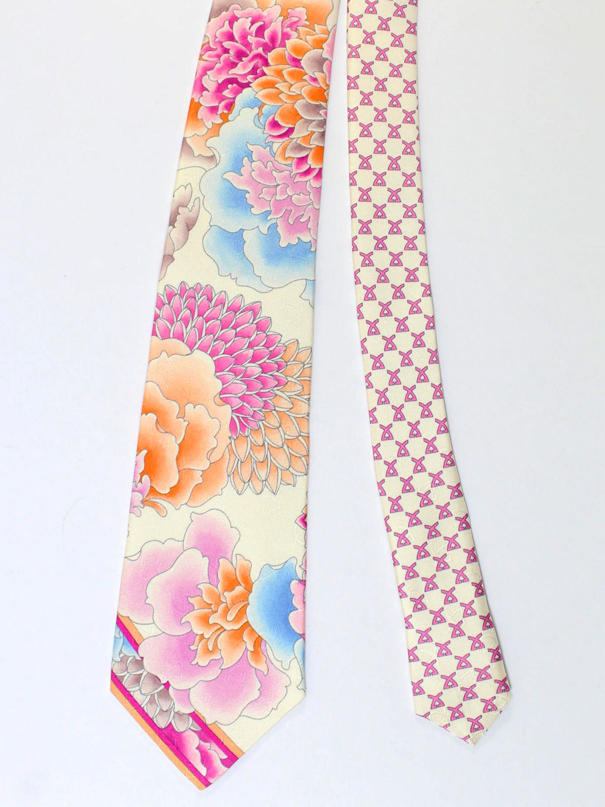 Leonard Paris Tie White Pink Floral Design - Spring / Summer 2020 Collection