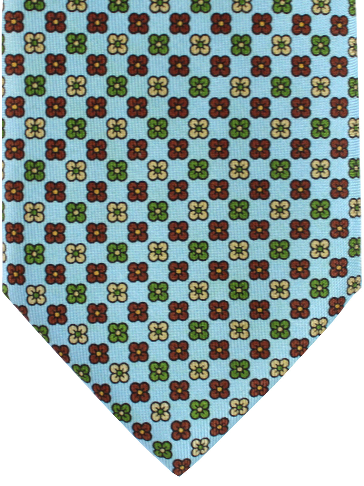 E. Marinella Silk Tie Metallic Blue Rust Orange Floral