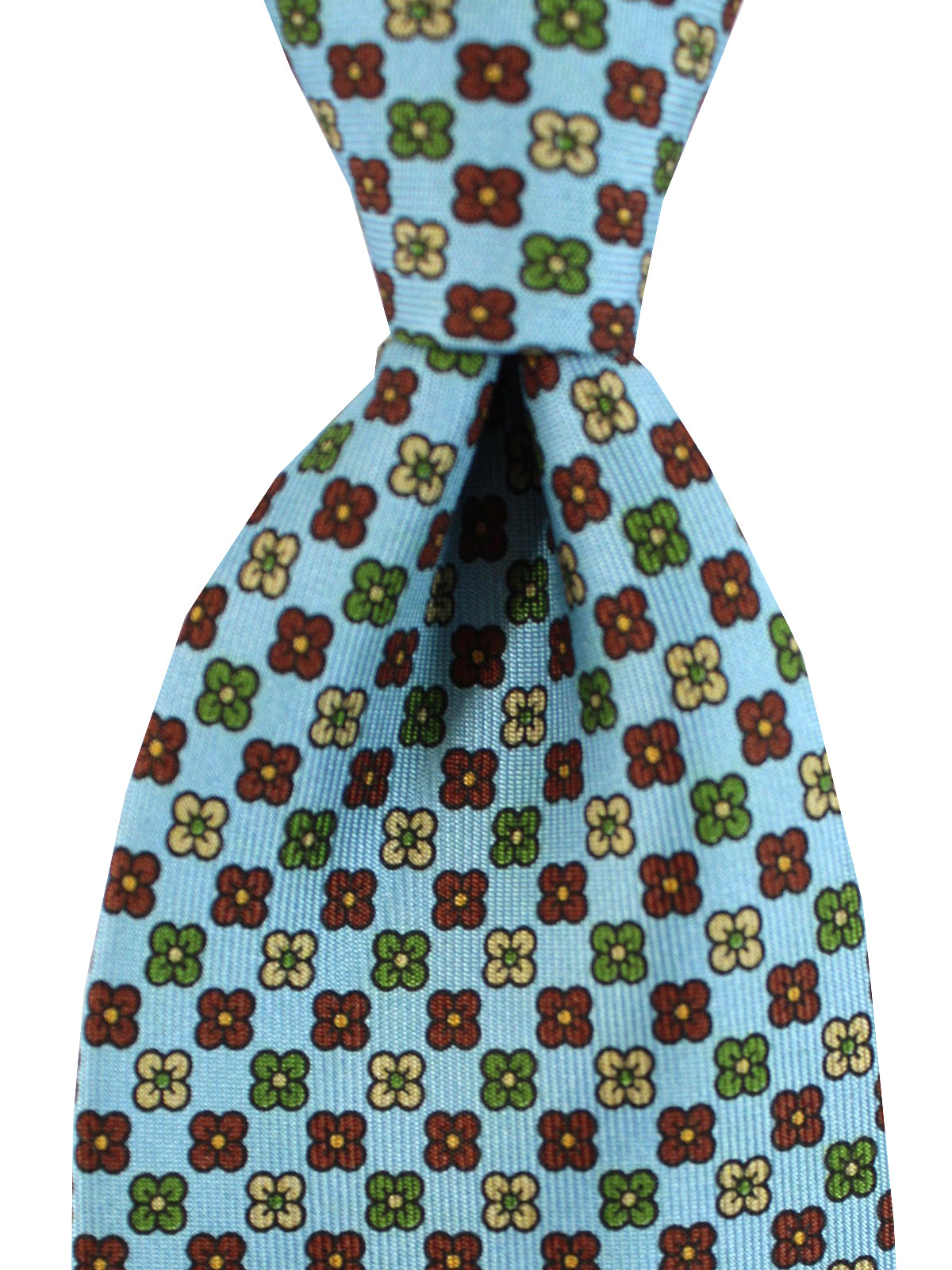E. Marinella Silk Tie Metallic Blue Rust Orange Floral