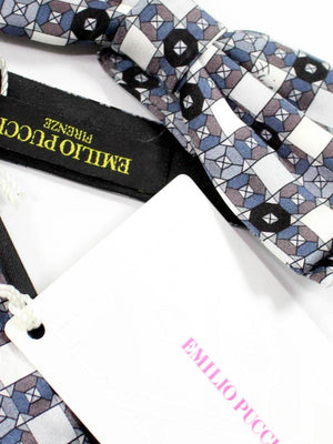Emilio Pucci Silk Bow Tie Gray White Black Pre-Tied SALE