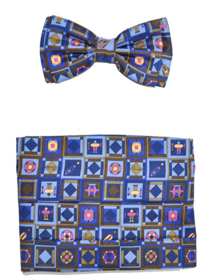 Emilio Pucci Cummerbund  Bow Tie Set Navy Brown
