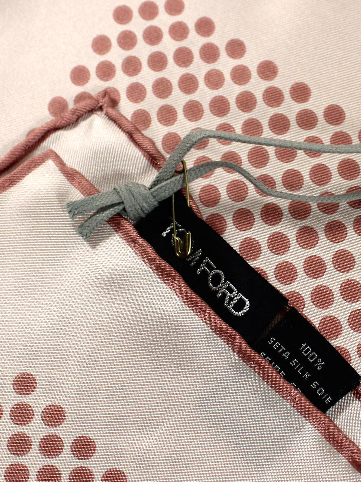 Tom Ford Silk Pocket Square Pink Dots