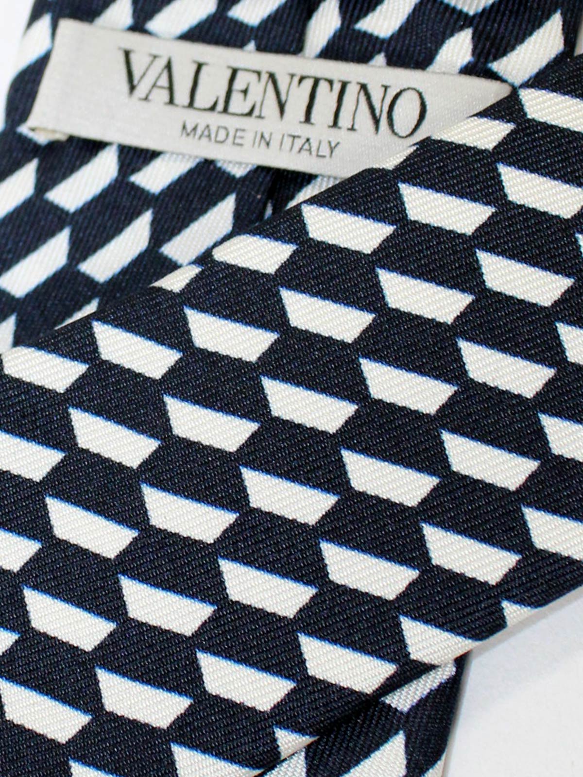 Valentino Skinny Tie - Black White Geometric