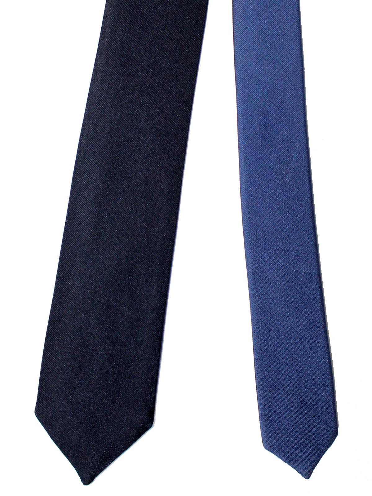 Valentino Skinny Tie - Dark Blue Navy Solid Reversible Design